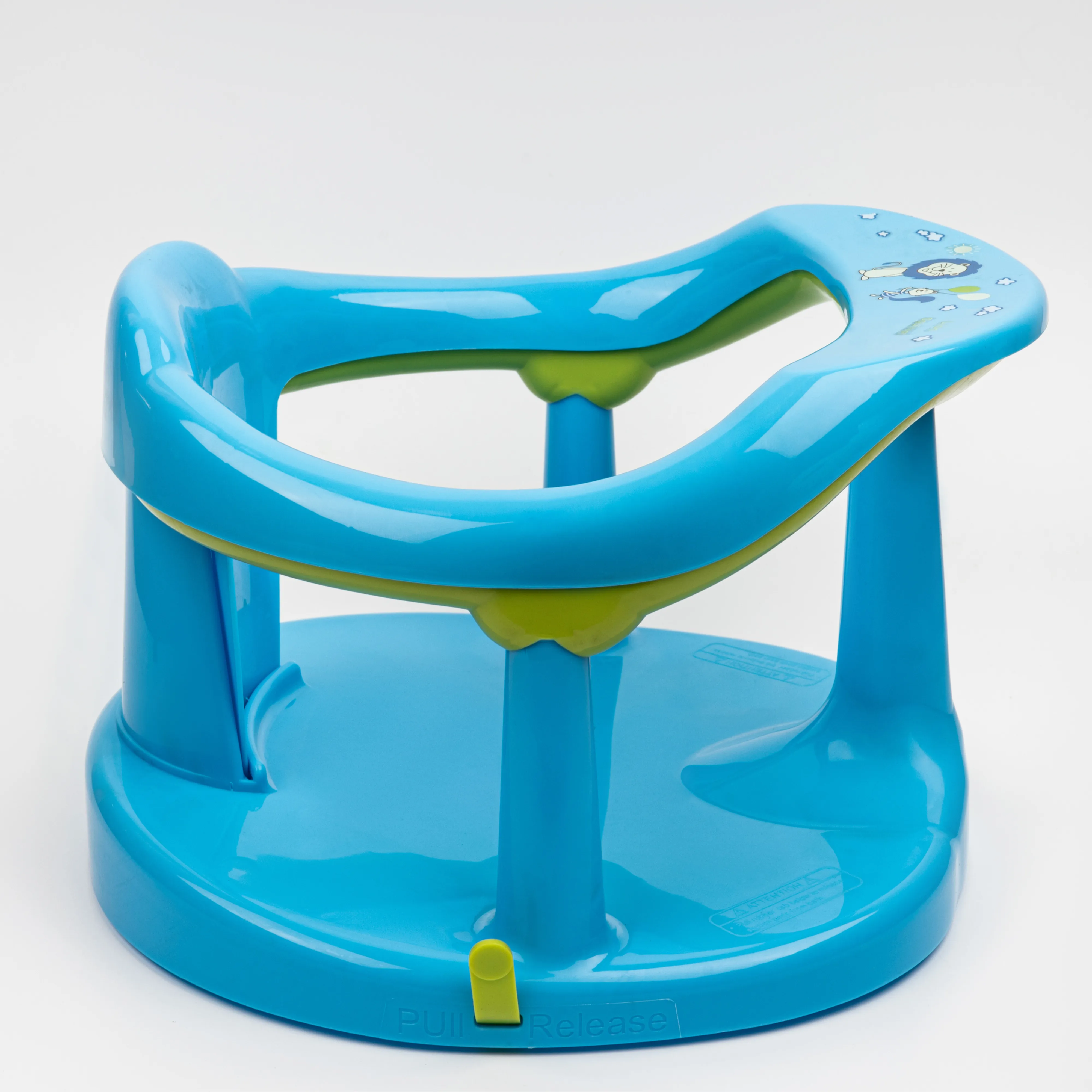 Tempat duduk mandi bayi plastik portabel banyak warna untuk bak mandi dengan pegangan samping