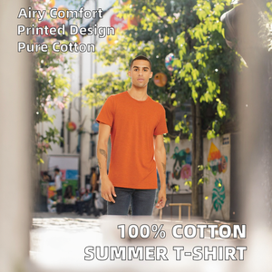 เสื้อยืดคอกลมแขนสั้นผ้าเจอร์ซีย์เนื้อนิ่มสีพื้นเรียบง่ายสไตล์ลำลองสำหรับฤดูร้อน ผลิตจากผ้าฝ้ายแท้ 100%  ออกแบบลายพิมพ์ตามสั่ง - Product Image 2