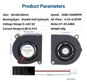 50x50x20mm 50mm không chổi than DC 5V/12V Mini Blower <span class=keywords><strong>fan</strong></span> với nhựa xây dựng OEM/ODM cho ghế xe làm mát - Product Image 2