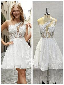 Vestidos de Noche Modernos LY-PD0146 para Mujer, Vestidos de Fiesta Sexys sin Mangas hasta la Rodilla, Vestidos de Gala con Bordado de Encaje, Falda Natural para Graduación - Product Image 2