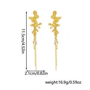 Women's New Fashion Heavy <b>Industry</b> Gold Butterfly Long Tassel <b>Earrings</b> High-End Luxury Water Droplet Design Drop Style - Product Image 3