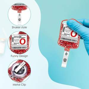 Porte-badges rétractables créatifs en acrylique avec paillettes, porte-badges avec breloques scintillantes en forme d'animaux de dessin animé, accessoire amusant - Product Image 3