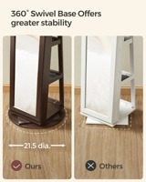 Armoire à Bijoux Pivotante Moderne en Bois P2 avec Miroir Pleine Longueur et Lumières LED, Étagères de Rangement Verrouillables à 360 Degrés