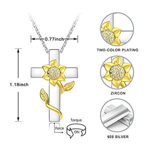 de la joyería de la plata esterlina De La Cruz de girasol para siempre en <span class=keywords><strong>mi</strong></span> corazón colgante de urna de Collar para las mujeres - Product Image 2