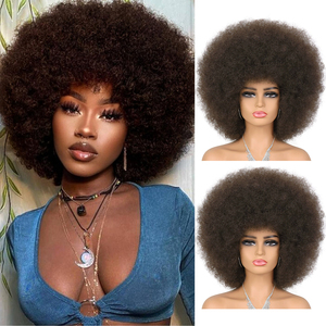 Pelucas <span class=keywords><strong>Afro</strong></span> para Mujeres Negras, Pelucas <span class=keywords><strong>Afro</strong></span> Rizadas <span class=keywords><strong>de</strong></span> los 70, Cabello Sintético Esponjoso y Elástico, Peluca <span class=keywords><strong>Afro</strong></span> Grande para Uso Diario, Fiestas, Cosplay y Disfraces - Product Image 1