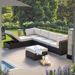 Meubles de <span class=keywords><strong>jardin</strong></span> modernes à baldaquin canapés de <span class=keywords><strong>jardin</strong></span> ronds et extérieurs canapés <span class=keywords><strong>en</strong></span> rotin 5 pièces ensembles de conversation pour patio - Product Image 3