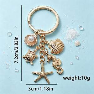 <b>Custom</b> Zinc Alloy Ocean Animal <b>Keychain</b> Enamel Sea Creature Key Ring Dolphin Turtle Shark Key Holder Promotional Gift - Product Image 1