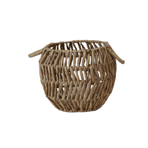 Panier de rangement rond en jacinthe d'eau avec 2 poignées Design agréable pour l'organisation de la maison Style décor à la maison - Product Image 5