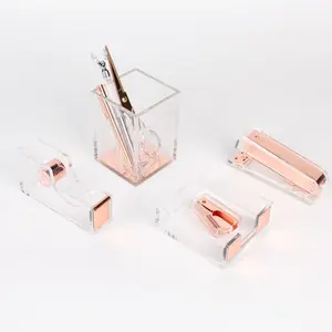 Acryl Bürobedarf Farbverlauf Roségold Bandsp ender Hefter Stift Stift halter Heftklammern Entferner Briefpapier Set