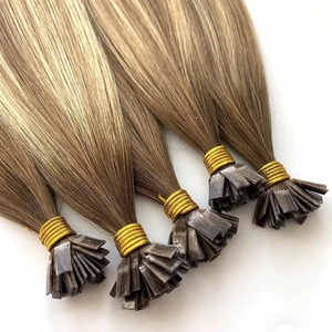 Extensions de cheveux humains 100% vierges Remy pré-collées à la kératine russe, double épaisseur, pointe plate, cheveux raides - Product Image 2