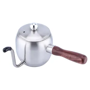 Stainless Steel Hand Brew Coffee Pot Electric Pour Over Kettle Gooseneck 500 ML Hand Brew Coffee Kettle With Wooden Handle