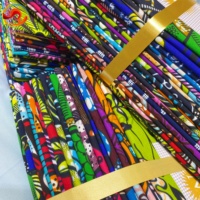 Kain Cetak Lilin Afrika Ankara Grosir Kustom, Kain Lilin 100% Poliester untuk Gaun dan Tekstil Rumah