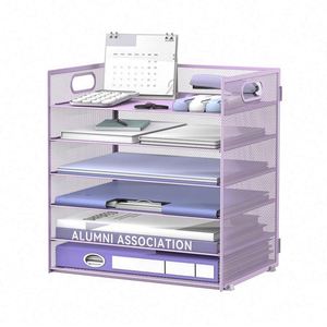 6 Tier Metal Mesh Paper <b>File</b> Organizer for Desk Paper Letter <b>Tray</b> Organizer Mesh Desk <b>File</b> Organizers with Handle - Product Image 3