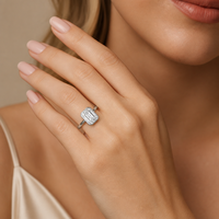 Bague Montre en Argent 925 Plaqué Platine avec Moissanite, Style Vintage, Sertissage à Griffes Rectangulaire, 3,6g Légère, Luxe Unisexe