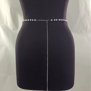 Cadena de cintura de perlas estilo europeo americano, cadena dorada de perlas de imitación, cadena corporal de un solo lazo para fiesta, accesorio de moda. - Product Image 4