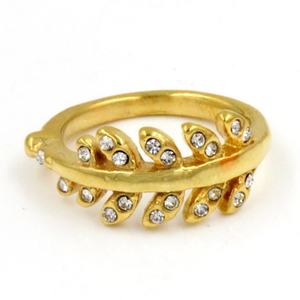 Bagues fantaisie pour femmes en forme de feuille de cristal, bague enveloppante en forme de feuille - Product Image 2