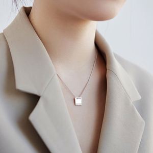 Dylam 18K Gold Plated S925 Silver Dainty Necklace Empty Square Pendant Necklace Link Chain Necklace for Women Jewelry <b>Gifts</b> - Product Image 4