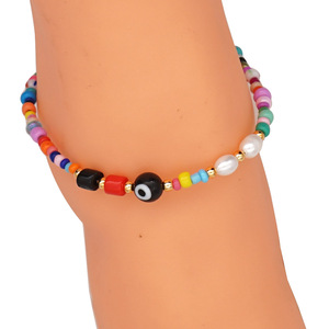 Bracelet <span class=keywords><strong>Miyuki</strong></span> en vrac tendance macramé turc bleu petite <span class=keywords><strong>perle</strong></span> <span class=keywords><strong>de</strong></span> riz perlée mauvais œil plaqué or 18 carats pour femme - Product Image 5