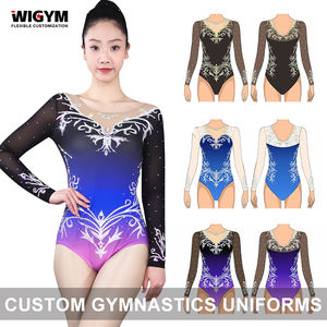 ชุดติดกันรัดรูปสำหรับเล่นยิมนาสติกระบายอากาศได้สำหรับทุกเพศผ้าสแปนเด็กซ์/ผ้าฝ้ายปักติด3D ด้วยคริสตัลน้ำหนักเบา - Product Image 2