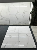 Carreaux de sol en marbre blanc de conception moderne 60x60cm Antibactérien Résistant à l'usure Porcelaine brillante