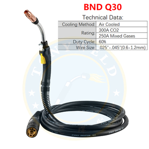 Pistola per saldatura ad aria raffreddata Bnd <span class=keywords><strong>Btb</strong></span> Q30, torcia per saldatura MIG 300A all'ingrosso, connettore Euro, cavo in rame, ricambio per pistola - Product Image 2