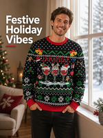 Pull de Noël unisexe imprimé numérique 3D effet prisme arc-en-ciel, tricot personnalisé OEM ODM pour la vente en gros