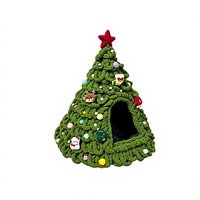 Kit DIY pour Lit de Chat en Forme de Sapin de Noël du Nouvel An – Matériaux pour Maisonnette Semi-fermée en Feutre Conique sans Fermeture pour Chats, Idéale pour l'Hiver