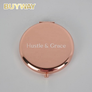 Specchietto Tascabile Personalizzabile con Logo, Specchio Compatto Rotondo in Metallo Oro Rosa per Trucco - Product Image 1