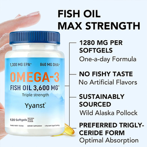 Complément alimentaire oméga-3 triple force OEM/ODM pour la santé cardiaque et la fonction cérébrale, huile de poisson végétalienne en gélules pour adultes, échantillon gratuit - Product Image 2