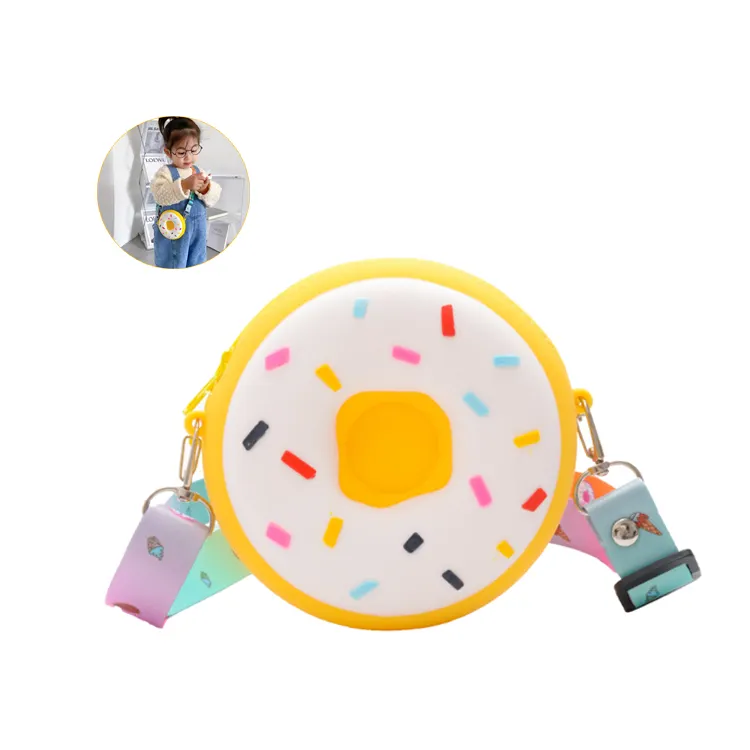 Nova Moda Meninas Bonito Adorável Silicone Presente Donut Crossbody Designers Mini Bolsas e Bolsas para Crianças