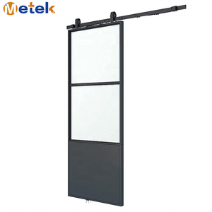 Kit quincaillerie pour <span class=keywords><strong>porte</strong></span> <span class=keywords><strong>coulissante</strong></span> <span class=keywords><strong>industrielle</strong></span> en fer et aluminium, style français moderne, barre suspendue, matière verre, rails, nouveauté - Product Image 3