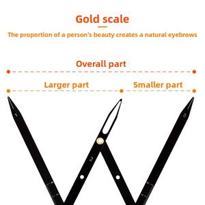 Regla <span class=keywords><strong>de</strong></span> Cejas <span class=keywords><strong>de</strong></span> Acero Inoxidable <span class=keywords><strong>de</strong></span> <span class=keywords><strong>Segunda</strong></span> Generación, Escala Dorada, Calibrador <span class=keywords><strong>de</strong></span> Posicionamiento <span class=keywords><strong>de</strong></span> Tres Puntos, Maquillaje Permanente, Bordado, 16x4cm - Product Image 3