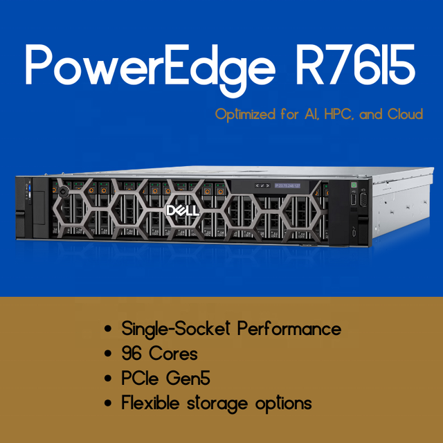 Dell PowerEdge R7615 R7625 Rackmount Server with AMD EPYC 9004 CPU Xeon Processor SSD Hard Drive Dell R7615 Server