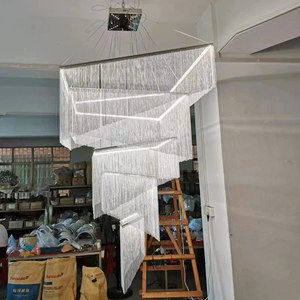 Lustre créatif <span class=keywords><strong>de</strong></span> style nordique postmoderne, luminaire suspendu moderne <span class=keywords><strong>de</strong></span> luxe pour mariage, <span class=keywords><strong>en</strong></span> <span class=keywords><strong>fer</strong></span> <span class=keywords><strong>forgé</strong></span> et aluminium avec franges <span class=keywords><strong>en</strong></span> chaîne à pampilles - Product Image 6