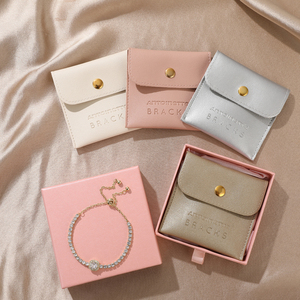 Custom Logo Luxury Exquisite Microfiber Jewelry Pouch Exquisite Jewelry <b>Box</b> for Ring <b>Earring</b> Envelope Bags Set Packaging - Product Image 6