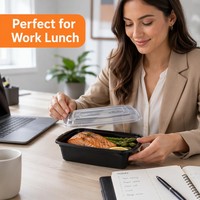 Contenants rectangulaires en PP pour micro-ondes avec couvercles transparents, réutilisables, pour la préparation des repas, boîtes à lunch, vente en gros
