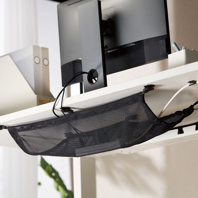 Extendable Flexible Adjustable Under Desk Cable Management Net for Home and Office Black Flame-Resistant