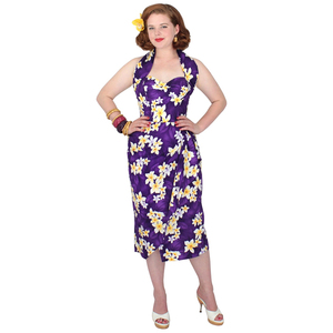 Moda Vintage 1950s estilo Halter cuello sin mangas estampado Floral Bolero y lápiz vestido para mujer - Product Image 1