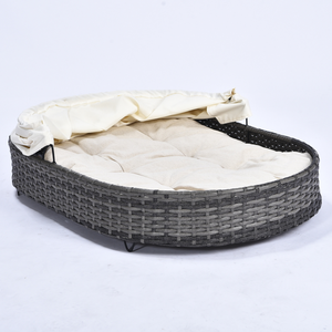 Cama Grande para Mascotas de Mimbre con Cubierta, Sofá para Perros con Toldo Extraíble, para Todas las Estaciones, Interior y Exterior, para Perros Grandes, con Logotipo Personalizado - Product Image 6