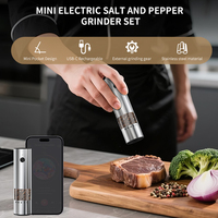 Ensemble moulin à poivre électrique portable rechargeable USB-C en acier inoxydable avec lumière LED et réglage externe de la fineness de mouture