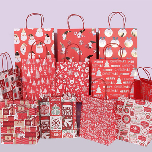 <strong>Red</strong> Christmas Kraft Paper <strong>Bags</strong> Goody <strong>Gift</strong> <strong>Bags</strong> With Handles Xmas Present Packaging <strong>Bags</strong> - Product Image 4