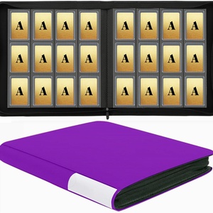 Large Capacity 9-Pocket 9" Trading <b>Card</b> <b>Binder</b> PP Inner Pages Customized Black PU Leather Zipper Case Acrylics Just Case - Product Image 1