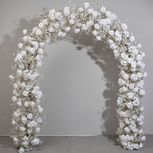 Arche de mariage en fer en forme de U, décorée de fleurs artificielles, simulation de fleurs, couleur violette - Product Image 5