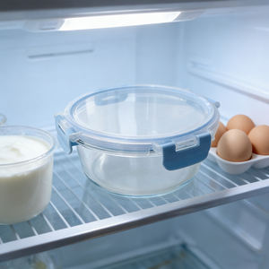 Elegante Recipiente Circular de Vidrio con Tapa Hermética, Excelente para Guardar Sales de Baño, Bolas de Algodón, Accesorio de Organización para Baño - Product Image 1