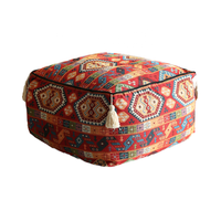 Housses de pouf carrées bohèmes personnalisées en gros, coussin remplaçable et lavable pour salon