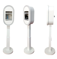 Photomaton portable en métal blanc brillant, design tendance, avec éclairage annulaire LED 13 pouces, pour iPad, impression en libre-service et télécommande
