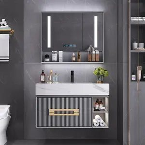Lanjia 2022 neue AZG019 Wandbehang Waschtisch mit Waschbecken grau Wand Badezimmers chrank