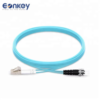 LC UPC ke ST UPC 2.0mm 50 125 kabel Patch serat optik OM3 Multimode dupleks