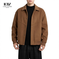 Veste Homme en Mélange de Laine Double Face à Revers Cranté et Boutons Pression Coupe Ample Hiver Décontracté Streetwear Personnalisé OEM