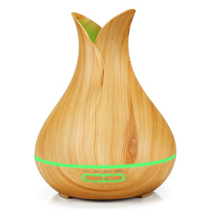Humidificador con diseño de pétalos de madera, difusor de aroma USB de 400 ml con luz y control de niebla para uso en el hogar y la oficina - Product Image 5